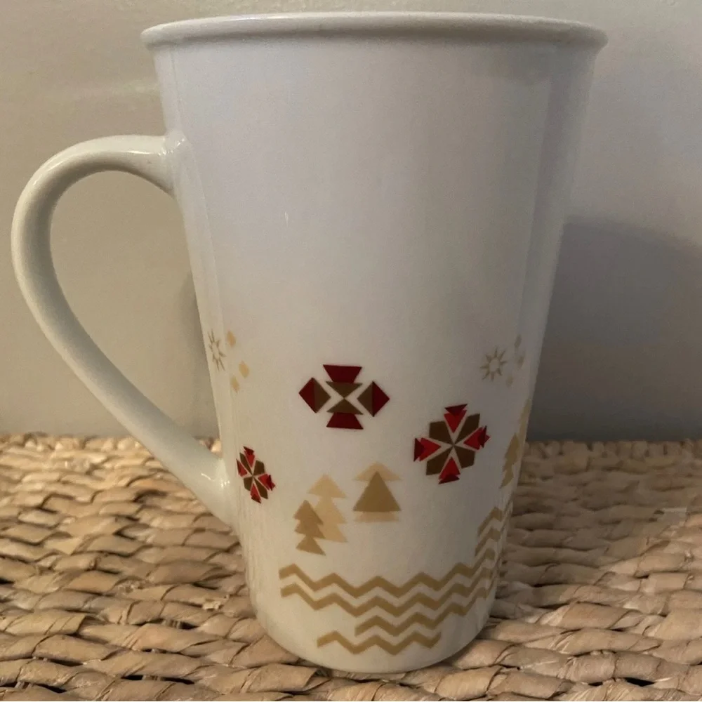 Starbucks Christmas Mug Tapered‎ 12 oz Village House Trees Holiday Winter 6”.